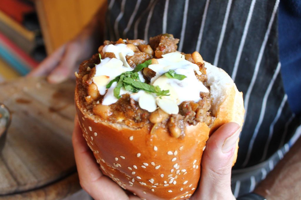 Bunny Chow African street food in Carmel Market